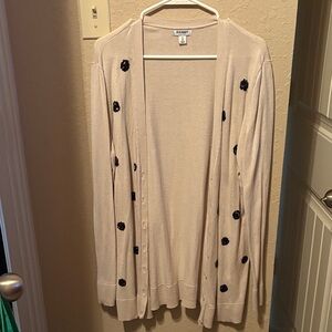 Sonoma Cream Cardigan with Black Floral Details